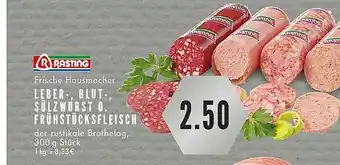 Edeka Rasting Frische Hausmacher Leber, Blut, Sülzwurst O. Frühstücksfleisch Angebot