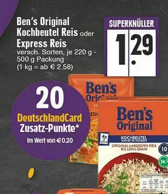 Edeka Ben's Original Kochbeutel Reis Oder Express Reis Angebot