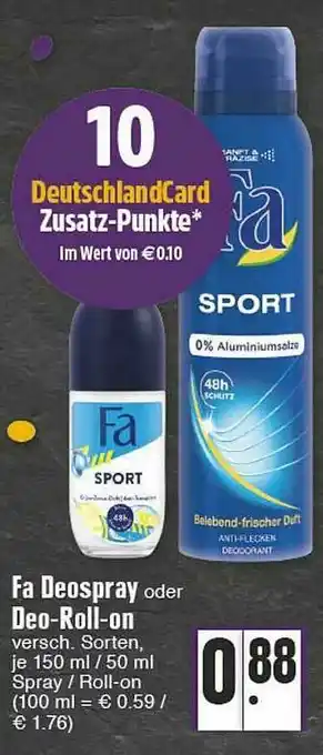 Edeka Fa Deospray Oder Deo-roll-on Angebot