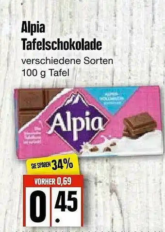 Edeka Frischemarkt Alpia Tafelschokolade Angebot