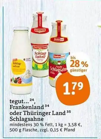 tegut Tegut Frankenland Oder Thüringer Land Schlagsahne Angebot