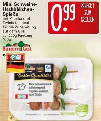 WEZ Bauern Gut Mini Schweine Hackbällchen Spieße 100g Angebot