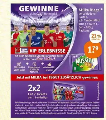 tegut Milka Riegel Angebot