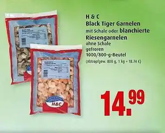 Markant H&c Black Tiger Garnelen Oder Blanchierte Riesengarnelen Angebot