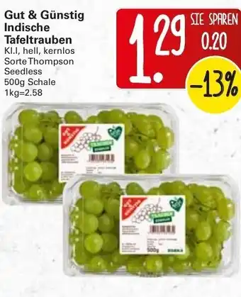 WEZ Gut & Günstig Indische Tafeltrauben 500g Angebot