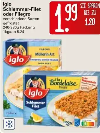 WEZ Iglo Schlemmer Filet oder Filegro 240-380g Angebot