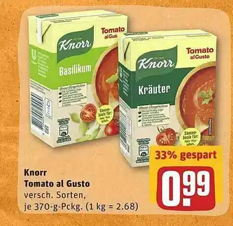 REWE Knorr Tomato Al Gusto Angebot