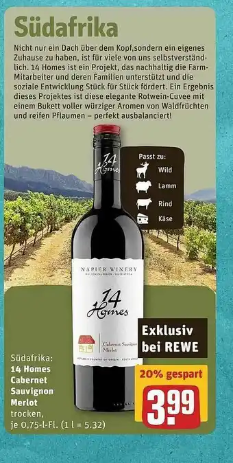 REWE Südafrika 14 Homes Cabernet Sauvignon Merlot Angebot