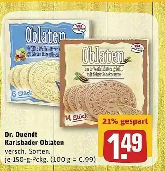 REWE Dr. Quendt Karlsbader Oblaten Angebot
