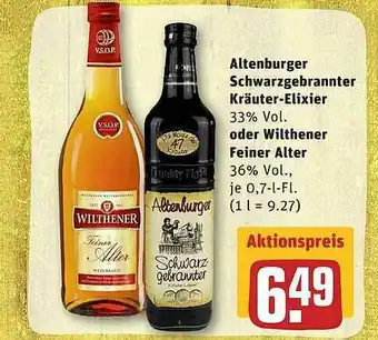 REWE Altenburger Schwarzgebrannter Kräute-elixier Oder Wilthener Feiner Alter Angebot