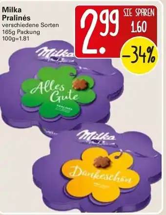 WEZ Milka Pralinés 165g Angebot