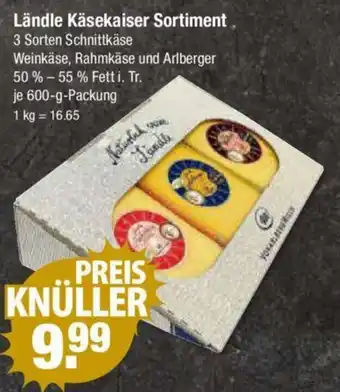 V Markt Ländle Käsekaiser Sortiment 3 Sorten Schnittkäse 600g Angebot