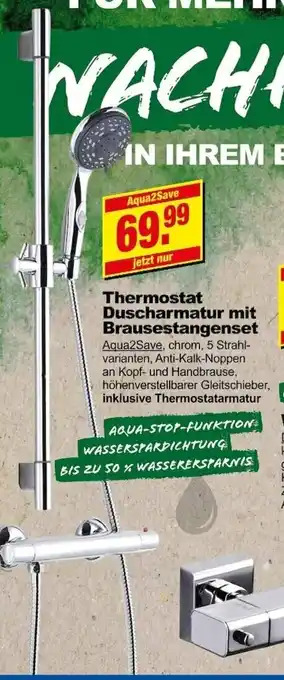 Lüchau Bauzentrum Thermostat Duscharmatur mit Brausestangenset Angebot