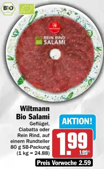 AEZ Wiltmann Bio Salami 80 g SB-Packung Angebot