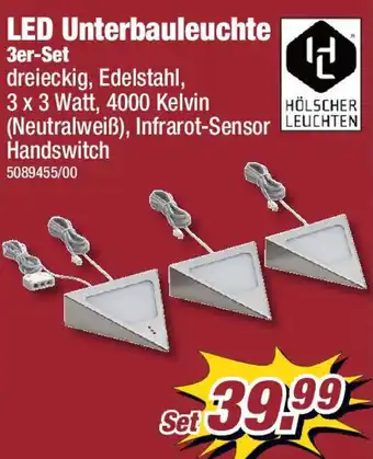 Poco HÖLSCHER LEUCHTEN LED Unterbauleuchte 3er-Set Angebot