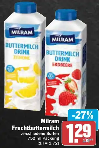 AEZ Milram Fruchtbuttermilch 750 ml Packung Angebot