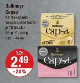 V Markt Dallmayr Capsa Kaffeekapseln verschiedene Sorten je 10 Stück / 56-g-Packung Angebot