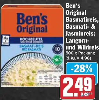 AEZ Ben's Original Basmatireis, Basmati & Jasminreis; Langorn-und Wildreis 500 g Packung Angebot