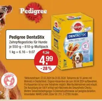 V Markt Pedigree Dentastix Zahnpflegesticks für Hunde 550-810g Angebot