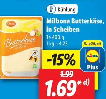 Lidl Milbona Butterkäse, in Scheiben 400g Angebot