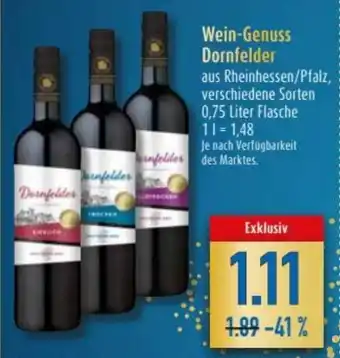 diska Wein Genuss Dornfelder 0,75L Angebot