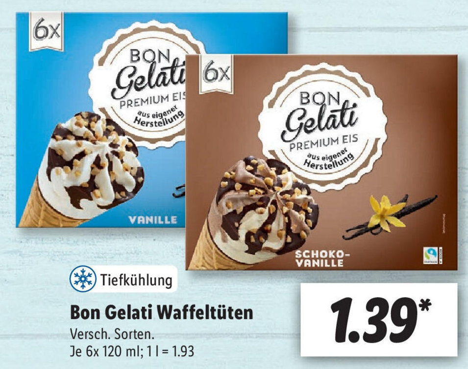 Bon Gelati Waffeltüten 6x120ml Angebot bei Lidl