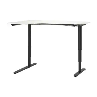 IKEA Bekant Eckschreibtisch links sitz-/steh, weiß/schwarz, 160x110 cm Angebot