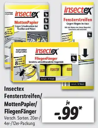 Lidl Insectex Fensterstreifen/MottenPapier/FliegenFänger Angebot