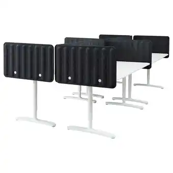 IKEA Bekant Schreibtisch mit Abschirmung, weiß/dunkelgrau, 320x160 48 cm Angebot