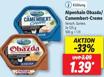 Lidl Alpenhain Obazda/Camembert Creme 125g Angebot