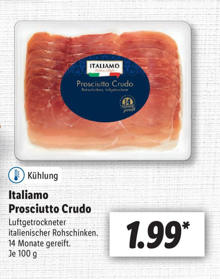 Italiamo Prosciutto Crudo 100g Angebot bei Lidl