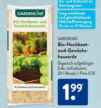 Aldi Süd GARDENLINE BIO Hochbeet- und Gewächshauserde 20 l Beutel Angebot