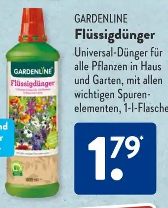 Aldi Süd GARDENLINE Flüssigdünger 1 l Flasche Angebot