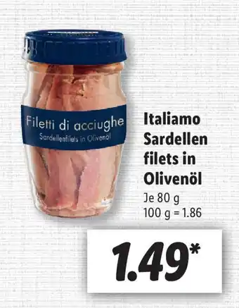 Lidl Italiamo Sardellen filets in Olivenöl 80g Angebot