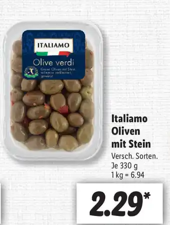 Lidl Italiamo Oliven mit Stein 330g Angebot