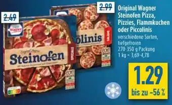 diska Original Wagner Steinofen Pizza, Pizzies, Flammkuchen oder Piccolinis 270-350g Angebot