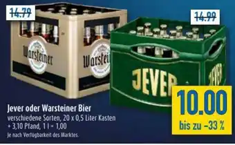 diska Jever oder Warsteiner Bier 20x0,5L Angebot