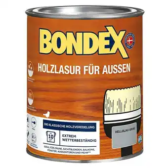 Bauhaus Bondex Holzlasur für Außen (Hellblaugrau, Seidenmatt, 750 ml, Lösemittelbasiert) Angebot