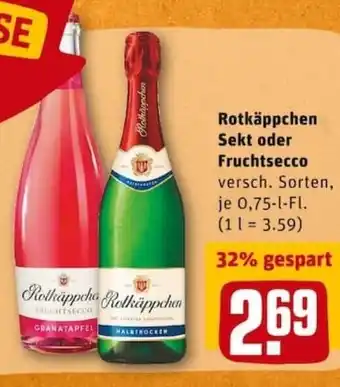 REWE PETZ Rotkäppchen Sekt oder Fruchtsecco 0,75L Angebot