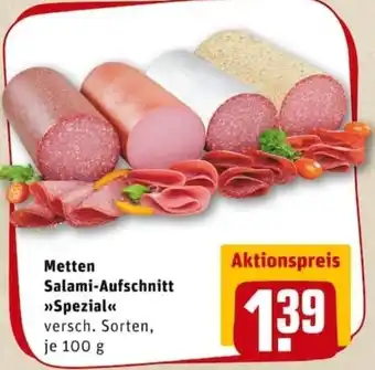 REWE PETZ Metten Salami Aufschnitt Spezial 100g Angebot