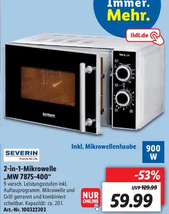 Lidl Severin 2in1 Mikrowelle ,,MW 7875 400" Angebot