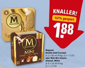 REWE PETZ Magnum Double Gold Caramel 3x85ml oder Mini Mix Classic, Almond, White 6x55ml Angebot