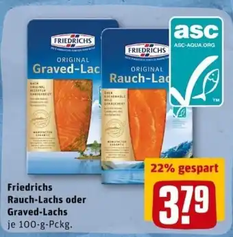 REWE PETZ Friedrichs Rauch Lachs oder Graved Lachs 100g Angebot