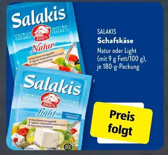 Aldi Süd SALAKIS Schafskäse Natur oder Light (mit 9 g Fett/100 g), 180-g-Packung Angebot