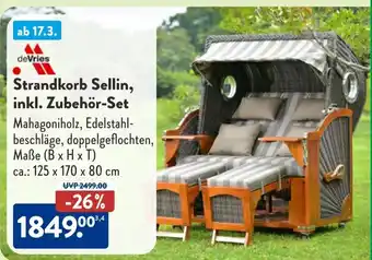 Aldi Süd deVries Strandkorb Sellin, inkl. Zubehör-Set Angebot