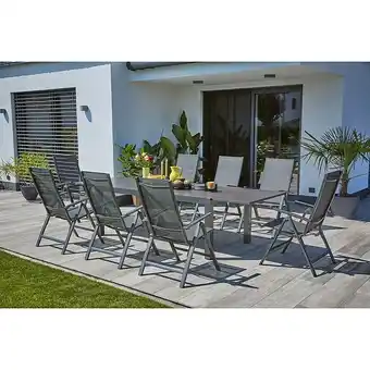 Bauhaus Sunfun Maja Gartenmöbel-Set Stone (9 -tlg., Sintered Stone/Aluminium/Textilen, Anthrazit, 5-fach verstellbare Rückenlehne) Angebot