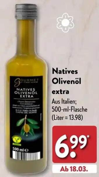 Aldi Nord GOURMET FINEST CUISINE Natives Olivenöl extra 500 ml Flasche Angebot