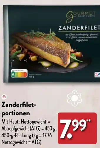 Aldi Nord GOURMET FINEST CUISINE Zanderfiletportionen 450 g Packung Angebot