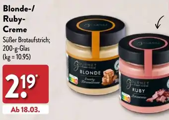 Aldi Nord GOURMET FINEST CUISINE Blonde/ Ruby Creme 200 g Glas Angebot