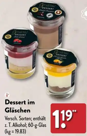 Aldi Nord GOURMET FINEST CUISINE Dessert im Gläschen 60 g Glas Angebot